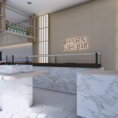 ออกแบบ ผลิต และติดตั้งร้าน : ร้าน Shinsen Sushi Bar ท่าอิฐ จ.นนทบุรี